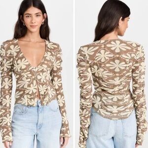 Free People Through The Meadow Top Sz M in Dried Basil